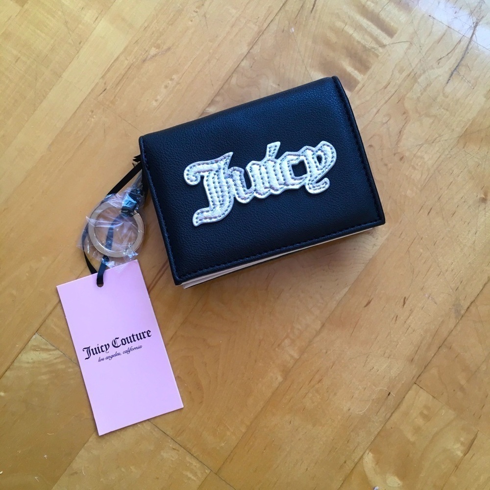Juicy Couture Structured Bi-Fold Wallet, Black, White, Gold